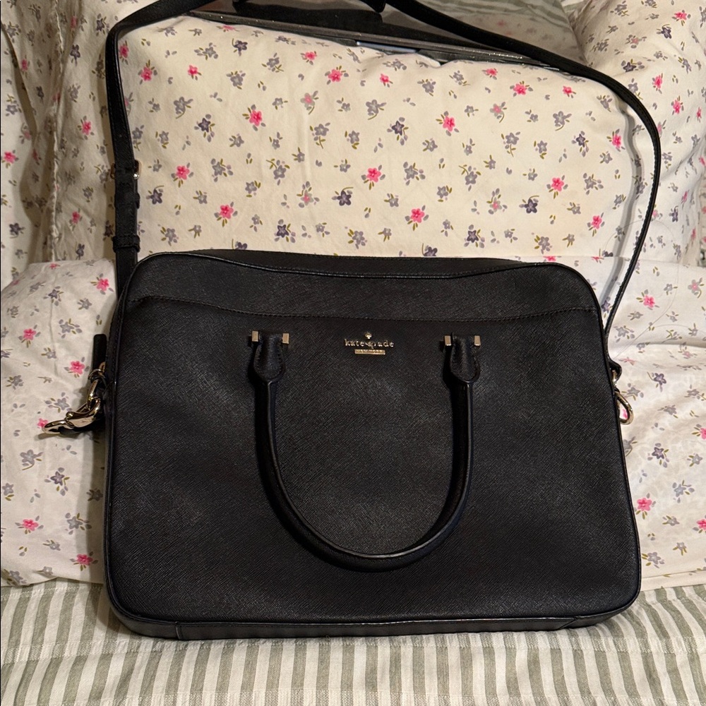 kate spade Black Saffiano Leather Satchel with Shoulder Strap
